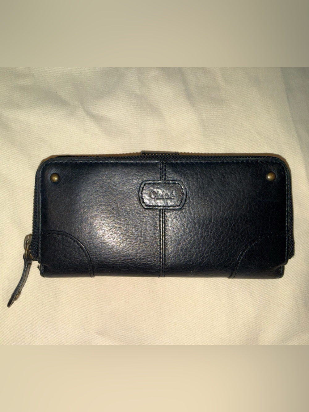 Chloe Black Leather Zip-Around Women's Wallet